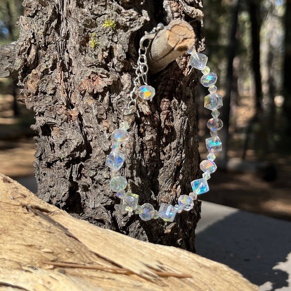 Crystal Bracelet with Extender Silver Clasp Vintage Handmade - Picture 2 of 4